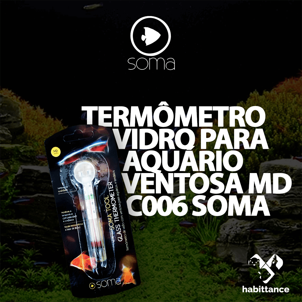 Termômetro De Vidro Para Aquário Ventosa MD RX C006 Soma